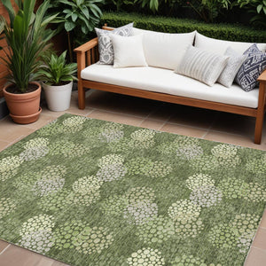 Homeroots 3' Beige Green And Ivory Polka Dot Washable Area Rug - Perfect For Indoor Or Outdoor Spaces! 8' X 10' Polyester 594271