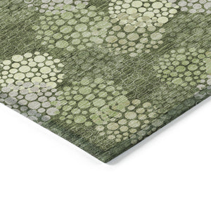 Homeroots 3' Beige Green And Ivory Polka Dot Washable Area Rug - Perfect For Indoor Or Outdoor Spaces! 8' X 10' Polyester 594271