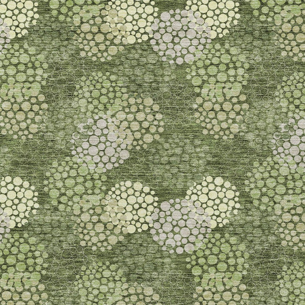 Homeroots 3' Beige Green And Ivory Polka Dot Washable Area Rug - Perfect For Indoor Or Outdoor Spaces! 8' X 10' Polyester 594271