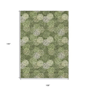 Homeroots 3' Beige Green And Ivory Polka Dot Washable Area Rug - Perfect For Indoor Or Outdoor Spaces! 9' X 12' Polyester 594272