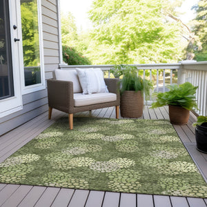 Homeroots 3' Beige Green And Ivory Polka Dot Washable Area Rug - Perfect For Indoor Or Outdoor Spaces! 9' X 12' Polyester 594272