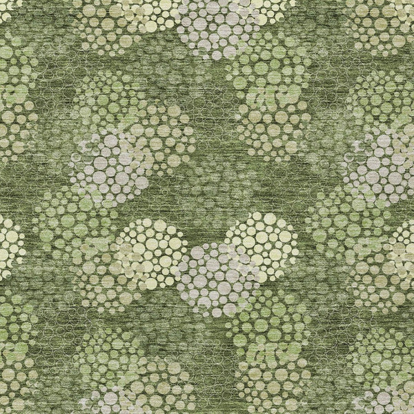 Homeroots 3' Beige Green And Ivory Polka Dot Washable Area Rug - Perfect For Indoor Or Outdoor Spaces! 9' X 12' Polyester 594272