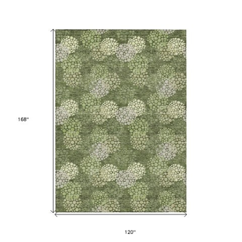 Homeroots 3' Beige Green And Ivory Polka Dot Washable Area Rug - Perfect For Indoor Or Outdoor Spaces! 10' X 14' Polyester 594273