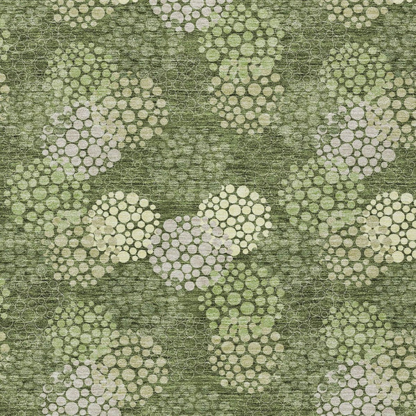 Homeroots 3' Beige Green And Ivory Polka Dot Washable Area Rug - Perfect For Indoor Or Outdoor Spaces! 10' X 14' Polyester 594273