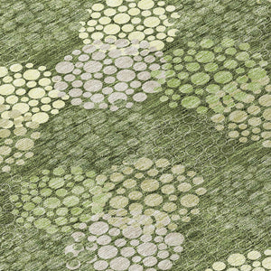 Homeroots 3' Beige Green And Ivory Polka Dot Washable Area Rug - Perfect For Indoor Or Outdoor Spaces! 10' X 14' Polyester 594273