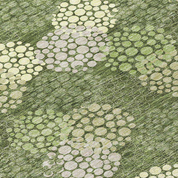 Homeroots 3' Beige Green And Ivory Polka Dot Washable Area Rug - Perfect For Indoor Or Outdoor Spaces! 10' X 14' Polyester 594273