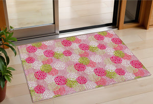 Homeroots 3' Beige Green And Ivory Polka Dot Washable Area Rug - Perfect For Indoor Or Outdoor Spaces! 3' X 5' Polyester 594274