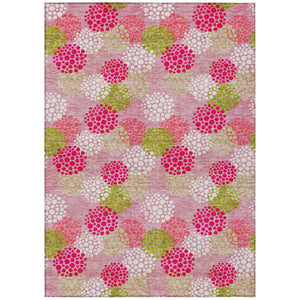 HomeRoots 5' Playful Pink Green Ivory Polka Dot Washable Area Rug - Durable, Non-Slip Design for Indoor Outdoor Use 8' X 10' 594277