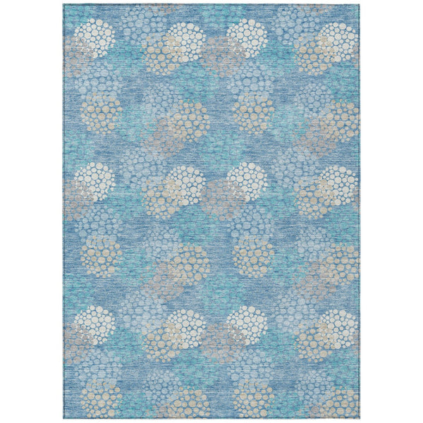 Homeroots 3' Beige Green And Ivory Polka Dot Washable Area Rug - Perfect For Indoor Or Outdoor Spaces! 5' X 8' Polyester 594281