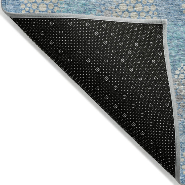 HomeRoots 5' Sky Blue Gray and Ivory Polka Dot Indoor Outdoor Area Rug for Stylish, Low-Maintenance Living 5' X 8' 594281