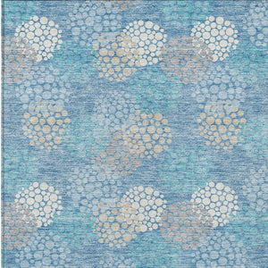 Homeroots 3' Beige Green And Ivory Polka Dot Washable Area Rug - Perfect For Indoor Or Outdoor Spaces! 5' X 8' Polyester 594281