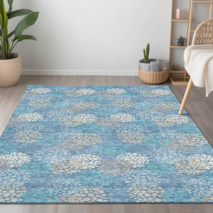 Homeroots 3' Beige Green And Ivory Polka Dot Washable Area Rug - Perfect For Indoor Or Outdoor Spaces! 5' X 8' Polyester 594281