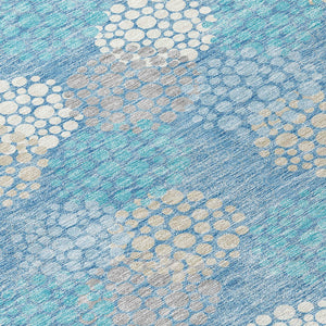 Homeroots 3' Beige Green And Ivory Polka Dot Washable Area Rug - Perfect For Indoor Or Outdoor Spaces! 8' Round Polyester 594282