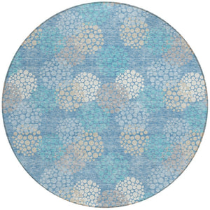 Homeroots 3' Beige Green And Ivory Polka Dot Washable Area Rug - Perfect For Indoor Or Outdoor Spaces! 8' Round Polyester 594282
