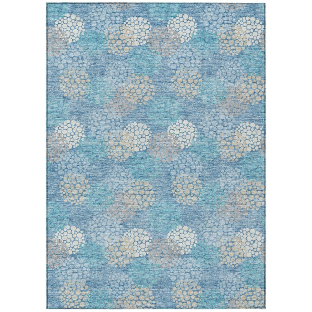 HomeRoots 5' Sky Blue Gray and Ivory Polka Dot Indoor Outdoor Area Rug for Stylish, Low-Maintenance Living 8' X 10' 594283