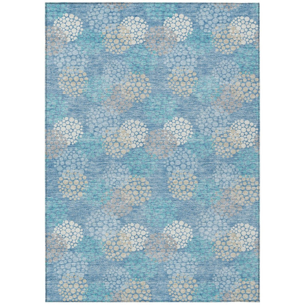 HomeRoots 9' Sky Blue, Gray & Ivory Polka Dot Washable Area Rug for Indoor/Outdoor Spaces - Durable & Stylish 9' X 12' 594284