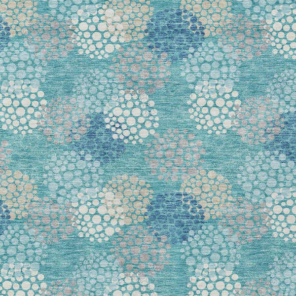 Homeroots 3' Beige Green And Ivory Polka Dot Washable Area Rug - Perfect For Indoor Or Outdoor Spaces! 3' X 5' Polyester 594286