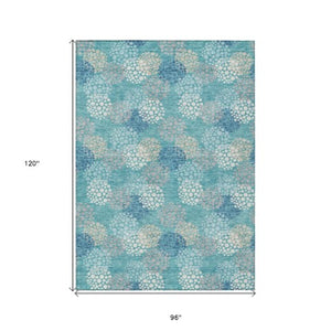 Homeroots 3' Beige Green And Ivory Polka Dot Washable Area Rug - Perfect For Indoor Or Outdoor Spaces! 8' X 10' Polyester 594289