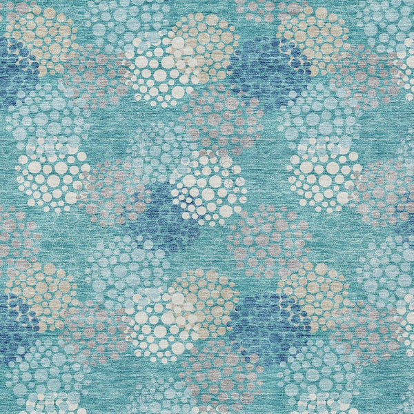 Homeroots 3' Beige Green And Ivory Polka Dot Washable Area Rug - Perfect For Indoor Or Outdoor Spaces! 8' X 10' Polyester 594289