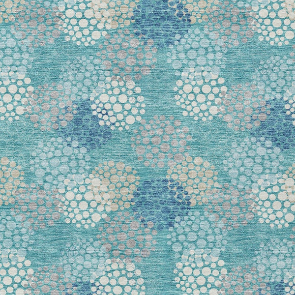 Homeroots 3' Beige Green And Ivory Polka Dot Washable Area Rug - Perfect For Indoor Or Outdoor Spaces! 9' X 12' Polyester 594290