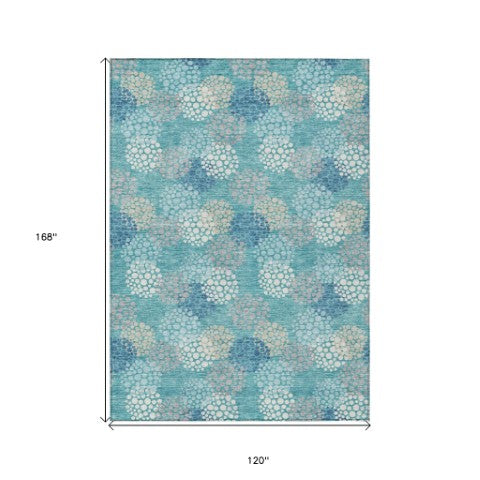 Homeroots 3' Beige Green And Ivory Polka Dot Washable Area Rug - Perfect For Indoor Or Outdoor Spaces! 10' X 14' Polyester 594291