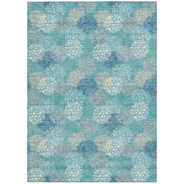Homeroots 3' Beige Green And Ivory Polka Dot Washable Area Rug - Perfect For Indoor Or Outdoor Spaces! 10' X 14' Polyester 594291