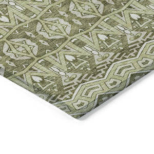 Homeroots 3' Stylish Moroccan Area Rug In Artichoke Green, Gray & Ivory - Washable For Indoor & Outdoor Use 3' X 5' Polyester 594292