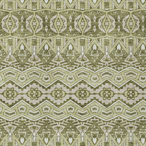 Homeroots 3' Stylish Moroccan Area Rug In Artichoke Green, Gray & Ivory - Washable For Indoor & Outdoor Use 3' X 5' Polyester 594292