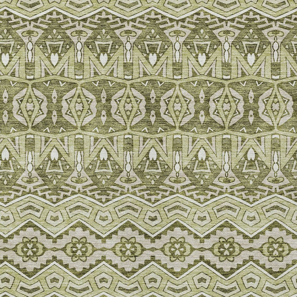 Homeroots 3' Stylish Moroccan Area Rug In Artichoke Green, Gray & Ivory - Washable For Indoor & Outdoor Use 8' X 10' Polyester 594295