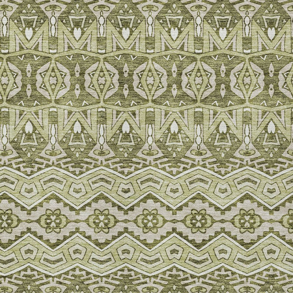 Homeroots 3' Stylish Moroccan Area Rug In Artichoke Green, Gray & Ivory - Washable For Indoor & Outdoor Use 10' X 14' Polyester 594297