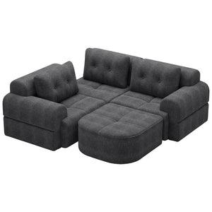 English Elm Modular Sectional Sofa with Chaise Full Foam Build Woven Fabric for Living Room Dark Grey W2379S00007