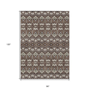 Homeroots 3' Stylish Moroccan Area Rug In Artichoke Green, Gray & Ivory - Washable For Indoor & Outdoor Use 8' X 10' Polyester 594301