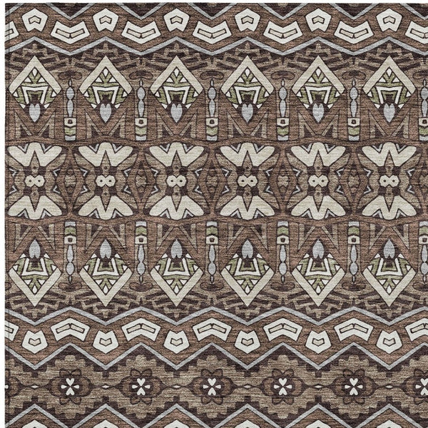 Homeroots 3' Stylish Moroccan Area Rug In Artichoke Green, Gray & Ivory - Washable For Indoor & Outdoor Use 9' X 12' Polyester 594302