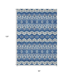 Homeroots 3' Stylish Moroccan Area Rug In Artichoke Green, Gray & Ivory - Washable For Indoor & Outdoor Use 8' X 10' Polyester 594307