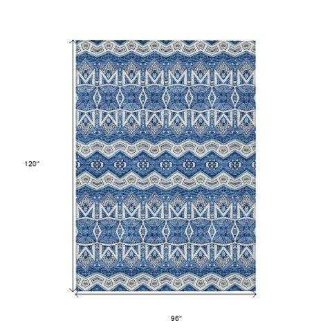 Homeroots 3' Stylish Moroccan Area Rug In Artichoke Green, Gray & Ivory - Washable For Indoor & Outdoor Use 8' X 10' Polyester 594307