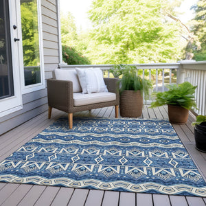 Homeroots 3' Stylish Moroccan Area Rug In Artichoke Green, Gray & Ivory - Washable For Indoor & Outdoor Use 8' X 10' Polyester 594307