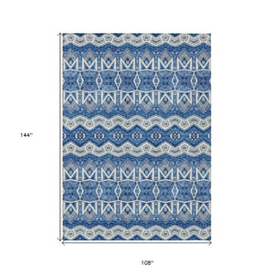 Homeroots 3' Stylish Moroccan Area Rug In Artichoke Green, Gray & Ivory - Washable For Indoor & Outdoor Use 9' X 12' Polyester 594308