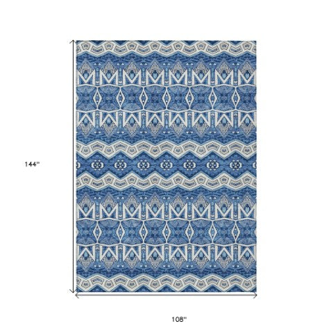 Homeroots 3' Stylish Moroccan Area Rug In Artichoke Green, Gray & Ivory - Washable For Indoor & Outdoor Use 9' X 12' Polyester 594308