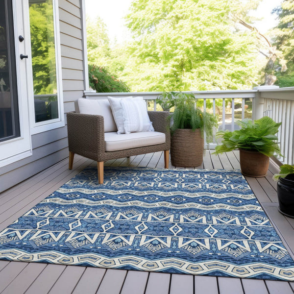 Homeroots 3' Stylish Moroccan Area Rug In Artichoke Green, Gray & Ivory - Washable For Indoor & Outdoor Use 9' X 12' Polyester 594308