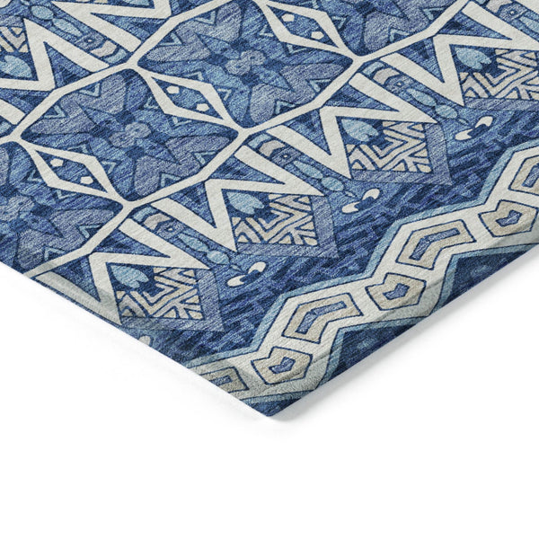 Homeroots 3' Stylish Moroccan Area Rug In Artichoke Green, Gray & Ivory - Washable For Indoor & Outdoor Use 9' X 12' Polyester 594308