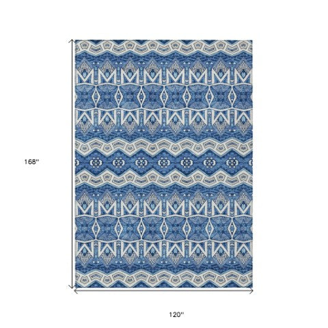 Homeroots 3' Stylish Moroccan Area Rug In Artichoke Green, Gray & Ivory - Washable For Indoor & Outdoor Use 10' X 14' Polyester 594309