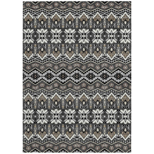 Homeroots 3' Stylish Moroccan Area Rug In Artichoke Green, Gray & Ivory - Washable For Indoor & Outdoor Use 3' X 5' Polyester 594310