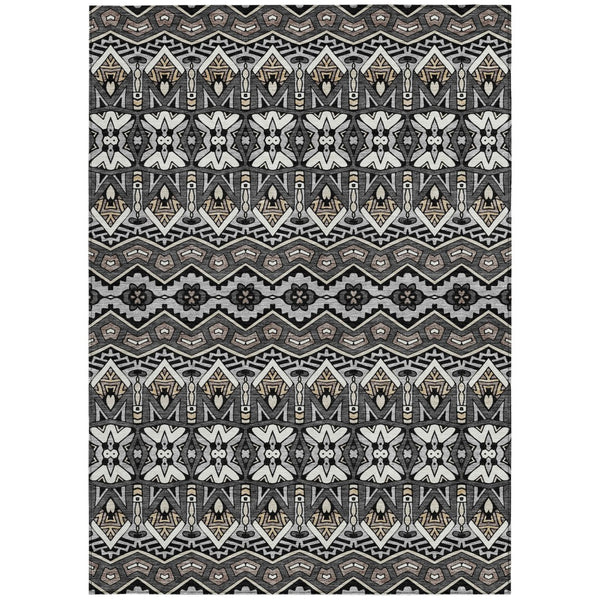 Homeroots 3' Stylish Moroccan Area Rug In Artichoke Green, Gray & Ivory - Washable For Indoor & Outdoor Use 3' X 5' Polyester 594310