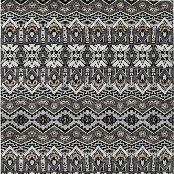 Homeroots 3' Stylish Moroccan Area Rug In Artichoke Green, Gray & Ivory - Washable For Indoor & Outdoor Use 5' X 8' Polyester 594311