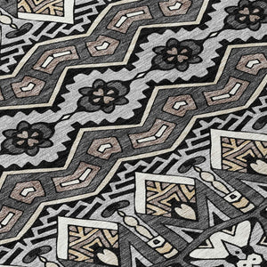 Homeroots 3' Stylish Moroccan Area Rug In Artichoke Green, Gray & Ivory - Washable For Indoor & Outdoor Use 8' Round Polyester 594312