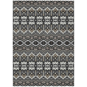 HomeRoots 9' Charcoal Brown and Ivory Moroccan Indoor Outdoor Area Rug – Stylish, Washable, Durable Design 9' X 12' 594314
