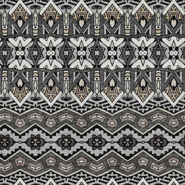 Homeroots 3' Stylish Moroccan Area Rug In Artichoke Green, Gray & Ivory - Washable For Indoor & Outdoor Use 9' X 12' Polyester 594314