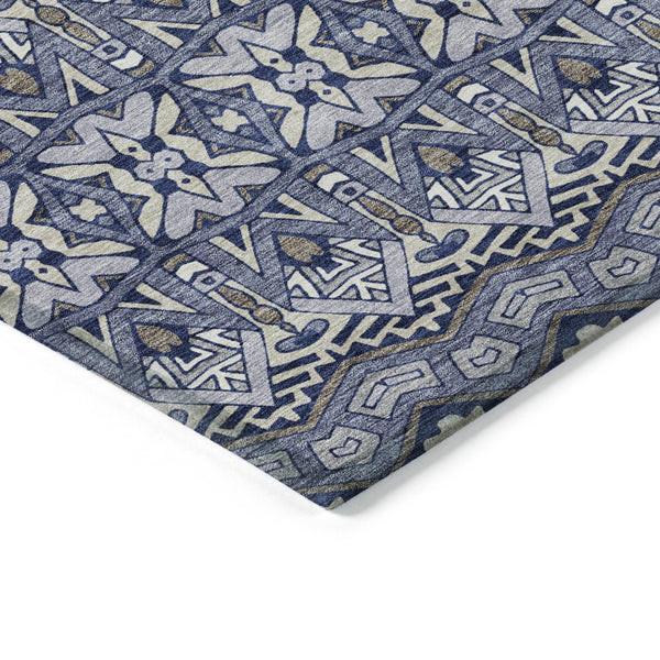 Homeroots 3' Stylish Moroccan Area Rug In Artichoke Green, Gray & Ivory - Washable For Indoor & Outdoor Use 8' X 10' Polyester 594319