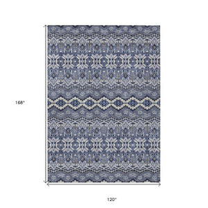 Homeroots 3' Stylish Moroccan Area Rug In Artichoke Green, Gray & Ivory - Washable For Indoor & Outdoor Use 10' X 14' Polyester 594321