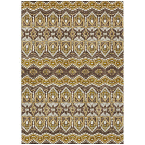HomeRoots 5' Moroccan-Inspired Washable Area Rug in Gold, Brown & Beige for Indoor/Outdoor Versatility & Style 5' X 8' 594323